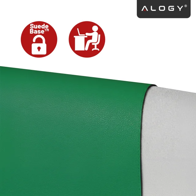 Podložka pod stůl 90×45 cm – protiskluzová ochranná podložka z elegantní PU ekokůže, pro myš a klávesnici, stylová a odolná – Alogy WorkMat™ Green