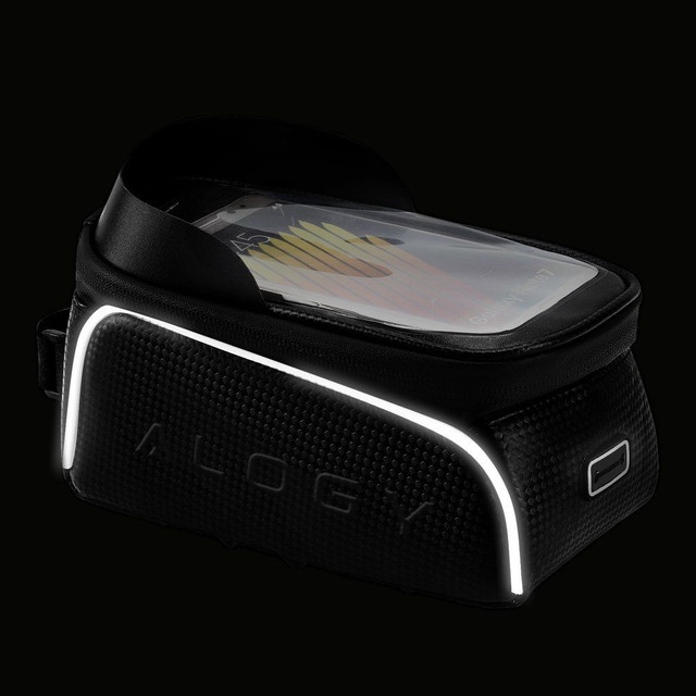 Alogy bicycle bag Pannier 2L for bicycle phone holder up to 6.7" for the frame Black