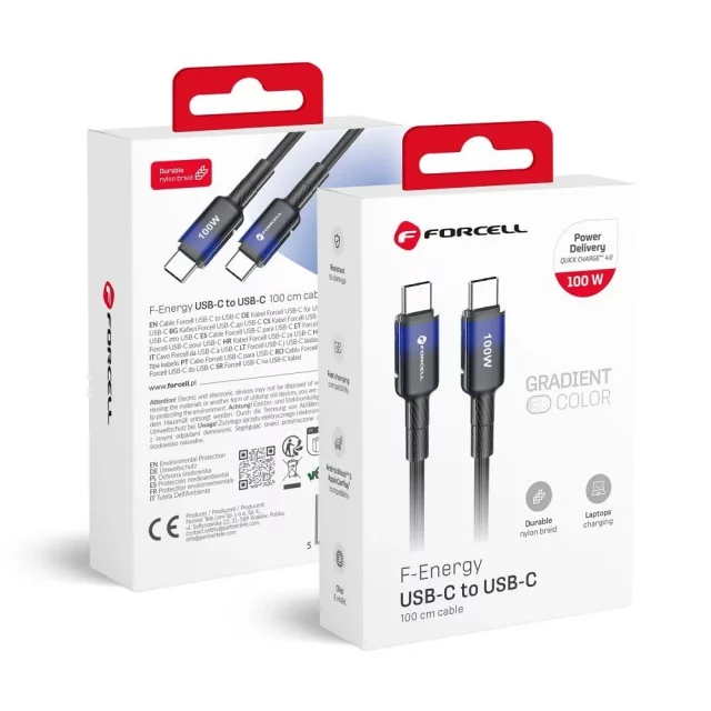 Kabel USB-C – USB-C 100W Forcell F-Energy Gradient 1 m C357 czarny