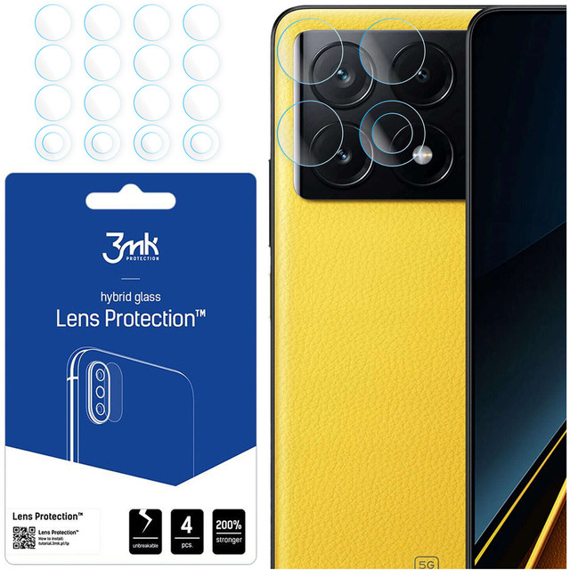 Hybridglas für Xiaomi Poco X6 Pro 5G Kameraobjektivschutz 3mk Objektivschutz 4x Set