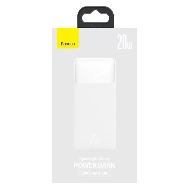 Powerbank z szybkim ładowaniem Baseus Bipow 10000mAh 20W biały (Overseas Edition) + kabel USB-A - Micro USB 0.25m biały (PPBD050502)