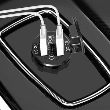 LED nabíječka do auta zásuvka Alogy Mini nabíječka do auta pro motocykl Konektory napájecího adaptéru Alogy 2x USB QC 3.0 USB-C PD 60W