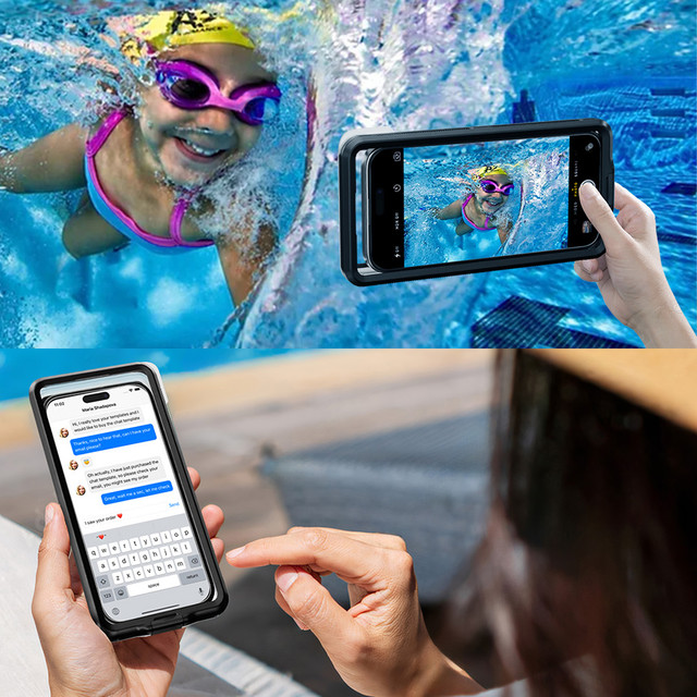 Wasserdichte IPX68 wasserdichte Hülle universell für Telefone bis zu 6,9 Zoll Hülle Wasserhülle Alogy Lanyard Schwarz