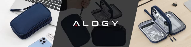 Pouzdro na cestovní doplňky, organizér na kabely, nabíječky, telefon a powerbanku, multifunkční a kompaktní 21 x 12,5 x 5 cm, Alogy TravelPack™ – tmavě modrá