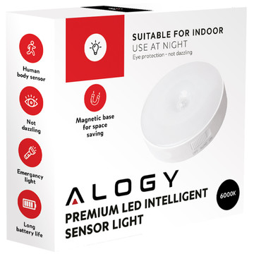 Lampa LED pohybový senzor soumrak noční lampa Alogy Sensor Light Bezdrátové osvětlení nábytku Bílé světlo 6000k