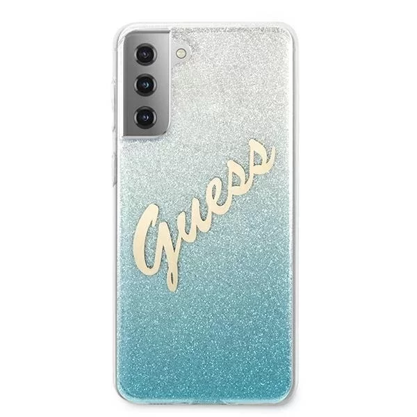 Guess GUHCS21MPCUGLSBL S21  G996 niebieski/blue hardcase Glitter Gradient Script