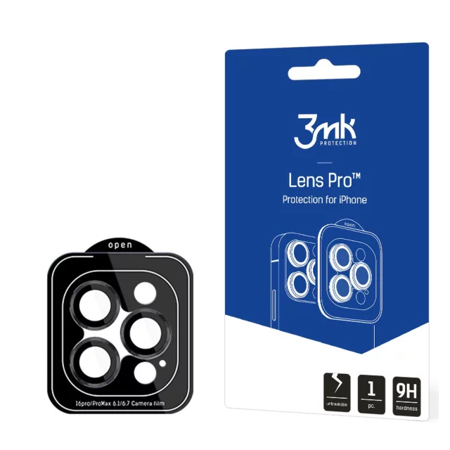 Szkło do Apple iPhone 16 Pro / 16 Pro Max osłona na aparat obiektyw 3mk Lens Protection Pro Black nakładka ochronna