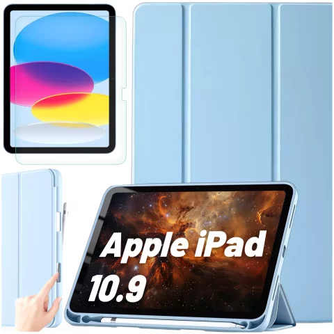 Skleněné pouzdro pro Apple iPad 10. generace. Pouzdro na tablet 10,9" 2022 Alogy Smart Case Držák na tužku modrý
