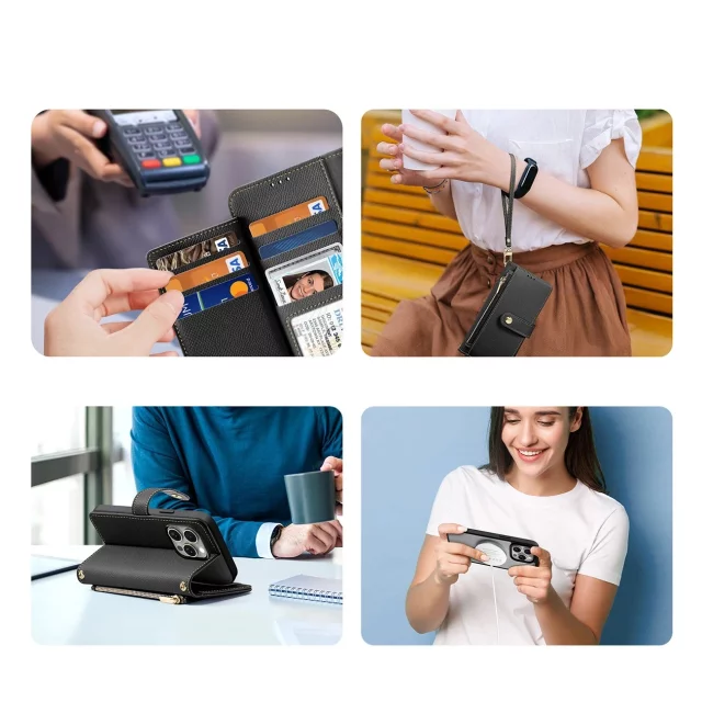 Kožené pouzdro Dux Ducis Lawa Wallet Mag pro iPhone 15 Pro Max, černé