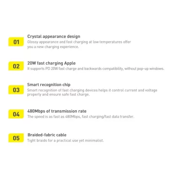 Baseus Crystal Shine Series cable USB cable for fast charging and data transfer USB Type C - Lightning 20W 2m blue (CAJY000303)