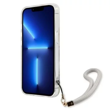 Guess GUHCP13SHFLSU iPhone 13 mini 5,4" fioletowy/fialové pevné pouzdro Flower Strap