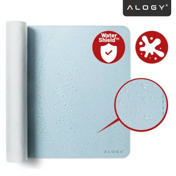 Schreibtischunterlage 90 × 45 cm – rutschfeste Schutzmatte aus elegantem PU-Kunstleder, für Maus und Tastatur, stilvoll und langlebig – Alogy WorkMat™ Blau