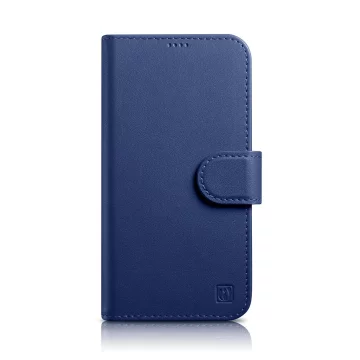 Kožené flipové pouzdro iCarer Wallet Case 2v1 iPhone 14 Plus Anti-RFID modré (WMI14220727-BU)
