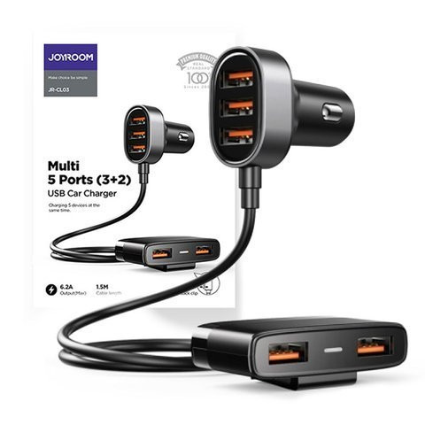 JOYROOM car charger splitter 5x USB 1.5m 6.2A