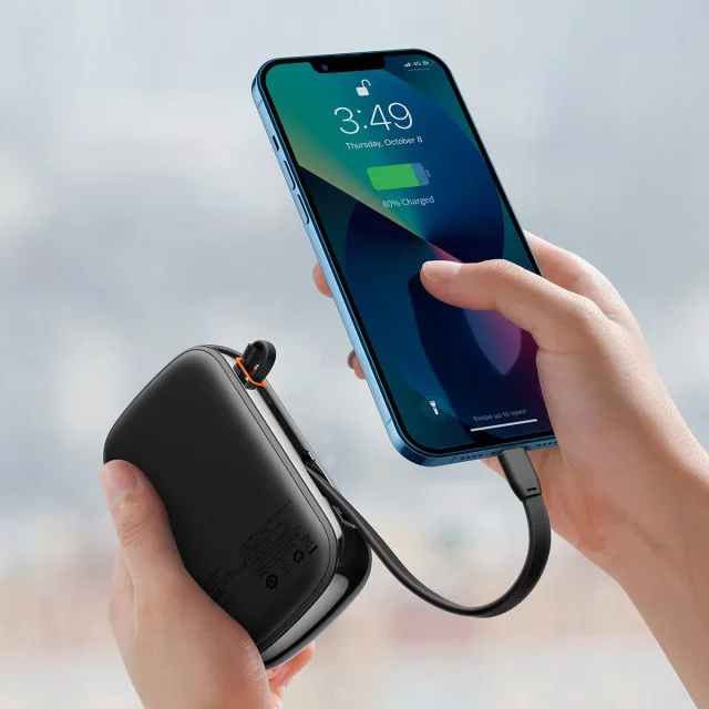 Powerbank mit Schnellladefunktion Baseus Qpow Digital Display 20000mAh 20W QC/PD/SCP/FCP mit integriertem Lightning-Kabel schwarz