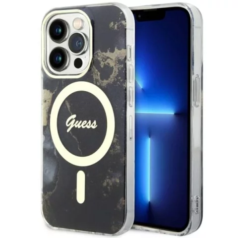 Etui für Telefon Guess GUHMP14XHTMRSK für Apple iPhone 14 Pro Max 6,7" Czarny/Black Hardcase Golden Marble MagSafe