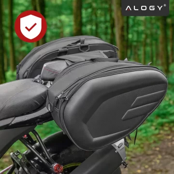 Motocyklová podsedlová brašna 38-58L - Brašna, boční kufry, brašna na zadní sedadlo, vodotěsná, tvrdý materiál, nastavitelná pro motocykl - Alogy RoadPack™ černá