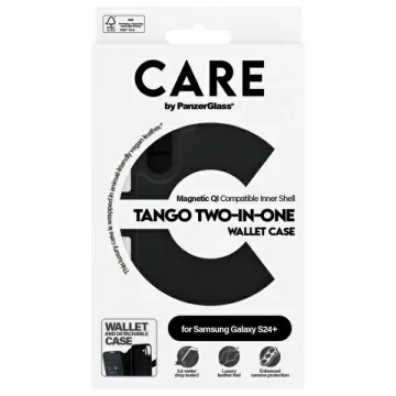 Hülle für Samsung Galaxy S24 CARE von PanzerGlass Feature Tango Wallet 2in1 Schwarz