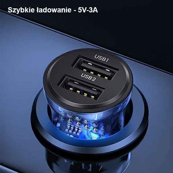 USAMS Car charger C31 3A 2xUSB-A Fast Charge black/black CC162CC01 (US-CC162)