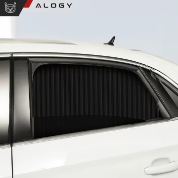 Magnetic Cover Curtain Roller Blind for Rear Side Car Windows Sun UV Protection Black [2pcs]