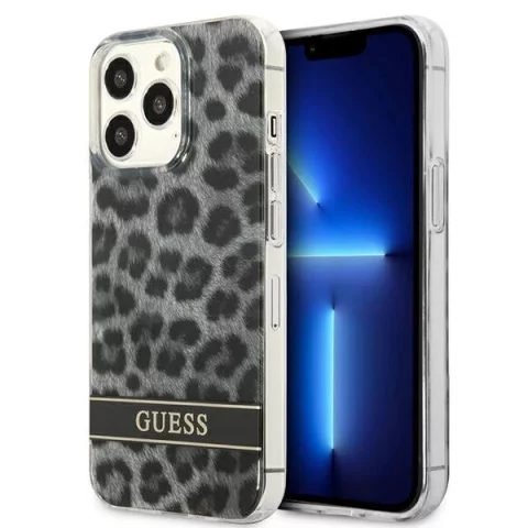 Guess GUHCP13LHSLEOK iPhone 13 Pro / 13 6,1" szary/šedé pevné pouzdro Leopard