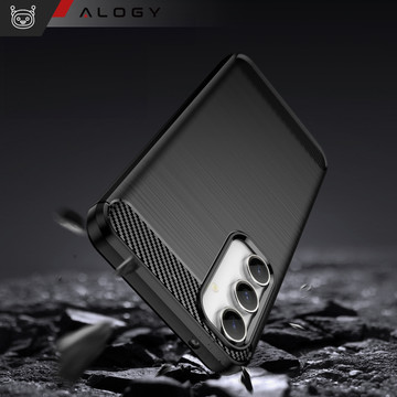 Case for Samsung Galaxy S23 FE armored back phone cover case Alogy Carbon Silicone black