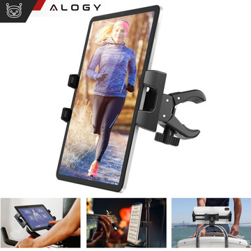 Tablet-Telefonhalter 4,7"-12,9" für eine Stange, ein Stativ, einen Lenker für einen Trainer, ein stationäres Fahrrad, ein Laufband, einen Kopfstützenständer Alogy schwarz