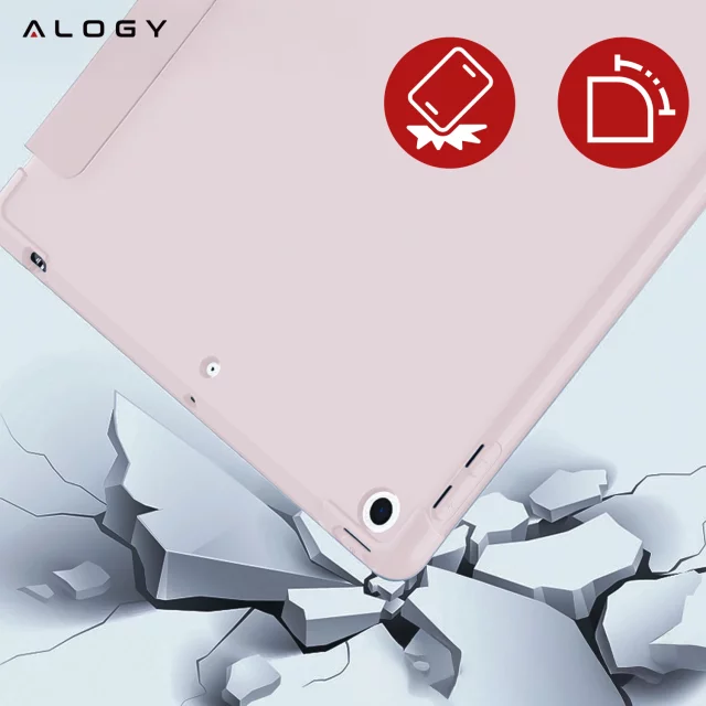 Etui do Apple iPad 10.2 9 gen 8/7 2021/2020/2019 Smart Pencil Case Alogy TPU obudowa na tablet Różowe + Szkło Hartowane