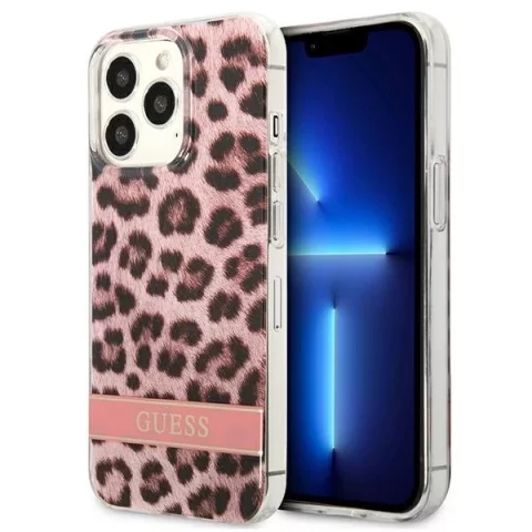 Guess GUHCP13LHSLEOP iPhone 13 Pro / 13 6,1" růžové / růžové pevné pouzdro Leopard