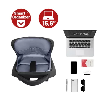 Batoh na notebook Mark Ryden 15,6", příruční zavazadlo, zdarma, vodotěsný, pro firmy i cestování, zpevněný, zip YKK, oxfordská tkanina 40×30×10 cm – černý