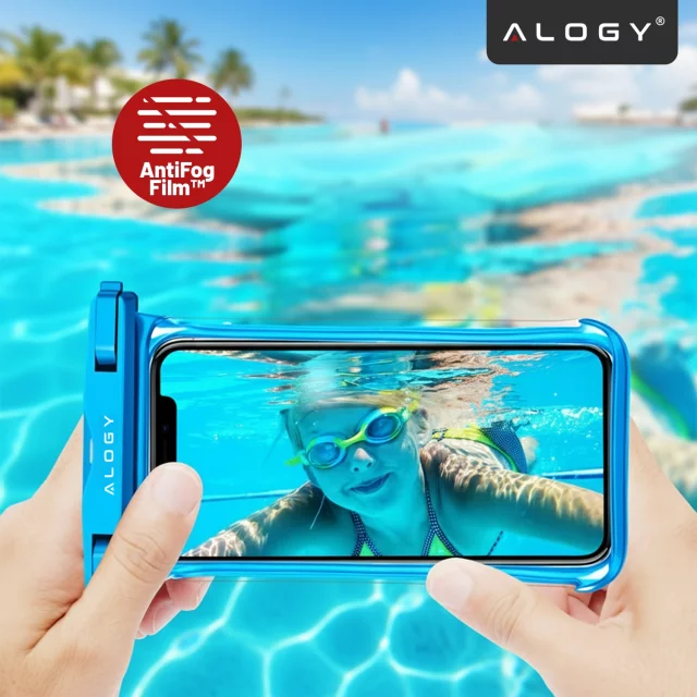 Alogy HydroShield™ Universal IPX8 wasserdichte Hülle für Smartphones bis 6,5 Zoll – Wasserdichter Schutz für Strand, Pool und Kajak, Touchscreen-Bedienung und Tragegurt – Blau