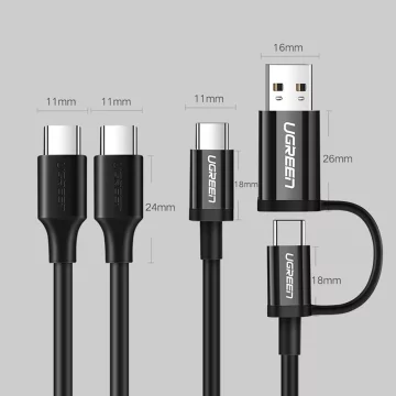 Ugreen USB Type C charging and data cable 3A 2m black (US286)