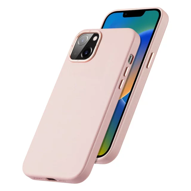 Kožený kryt Dux Ducis Grit pro iPhone 14 Plus Elegantní PU kožený kryt (kompatibilní s MagSafe) růžový