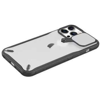 Nillkin Cyclops Case Odolné pouzdro s krytem fotoaparátu a skládacím stojánkem pro iPhone 13 Pro černé