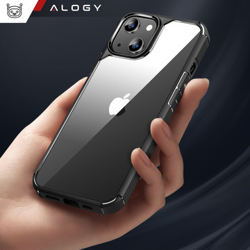 Case for iPhone 14 set of 4 glasses 5in1 armored 360 Alogy Hybrid 2x screen glass 2x lens black-transparent