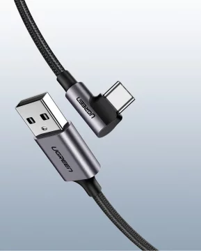 Úhlový kabel UGREEN kabel USB - USB Typ C 1m 3A šedý (50941)