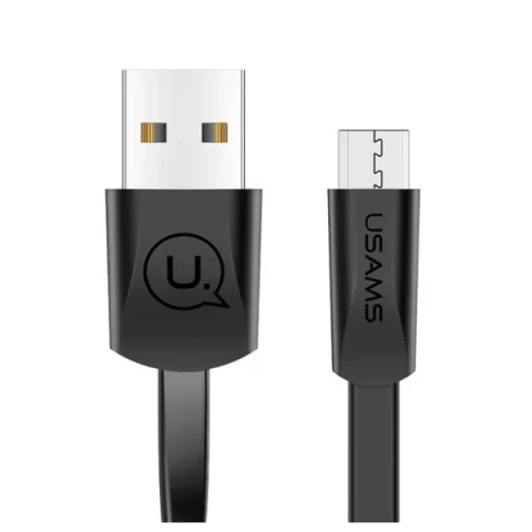 USAMS U2 microUSB plochý kabel 1,2m černý
