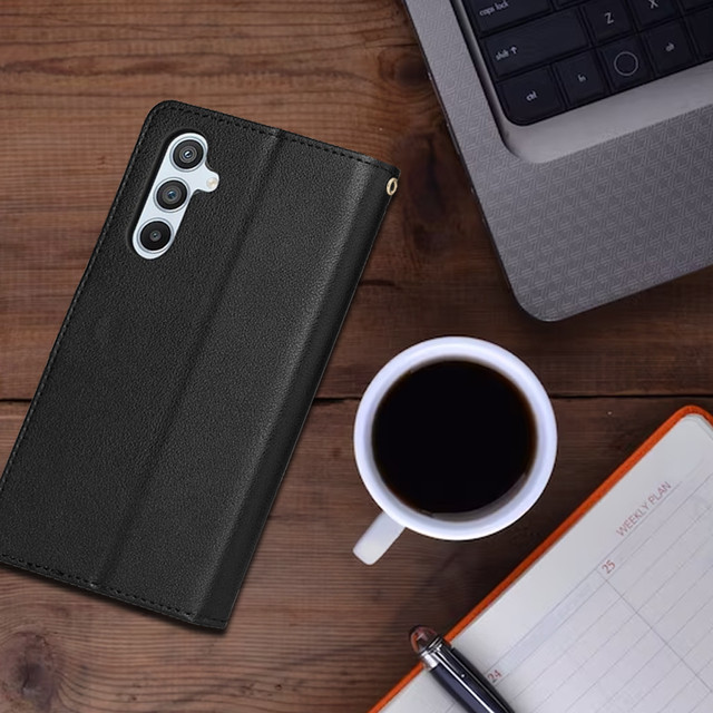 Ochranné flipové kožené pouzdro na peněženku Alogy pouzdro na telefon pro Samsung Galaxy A54 5G černá