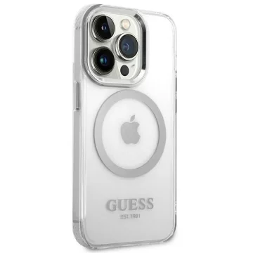 Etui Guess GUHMP14XHTRMS iPhone 14 Pro Max 6,7" srebrny/silver Hartschalenetui Metal Outline Magsafe