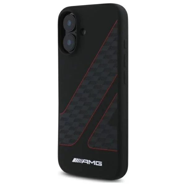 Pouzdro Mercedes-AMG Checkered Flag MagSafe pro iPhone 16 6,1″ – černé