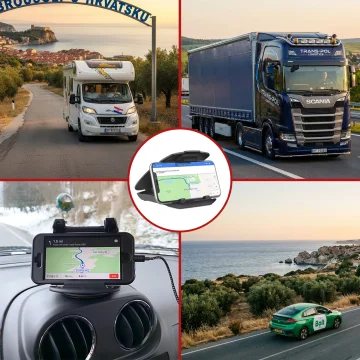 Car GPS Phone Holder Cockpit Car Dashboard Cars Rotatable 360 Degrees for 6.5" Alogy Phone Black