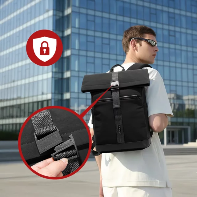 Bange wasserdichter Rucksack für 15,6-Zoll-Laptop, Stadtreisender, 45 x 30 x 16 cm, für Arbeit, Flugzeug, Herren, Damen, mit USB-Anschluss Schwarz