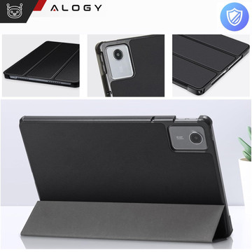 Etui do Lenovo Tab K11 / K11E 11” M11 10.95" TB330FU / TB330XU / TB331FC Book Case Cover z klapką obudowa futerał pokrowiec Alogy Czarne + Szkło + Rysik
