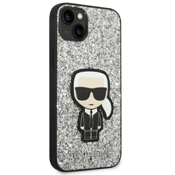 Ochranné pouzdro na telefon Karl Lagerfeld KLHCP14MGFKPG pro Apple iPhone 14 Plus 6,7" pevný obal stříbrný/stříbrný Glitter Flakes Ikonik