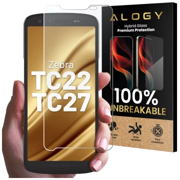 Szkło Hybrydowe „NIETŁUKĄCE” 9H do Zebra TC22/TC27, Płaskie na Cały Ekran, Elastyczne i Odporne, Alogy FlexiGlass™ Full – Transparentne