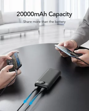 Powerbank Externer Akku VEGER L20S - 20.000 mAh LCD Quick Charge PD 20 W schwarz (VP2039PD / W2039PD)