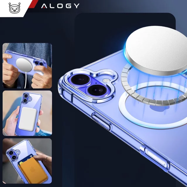 Etui do Apple iPhone 16 obudowa Alogy Anti-Shock Hybrid Case do MagSafe Przezroczyste + szkło hartowane
