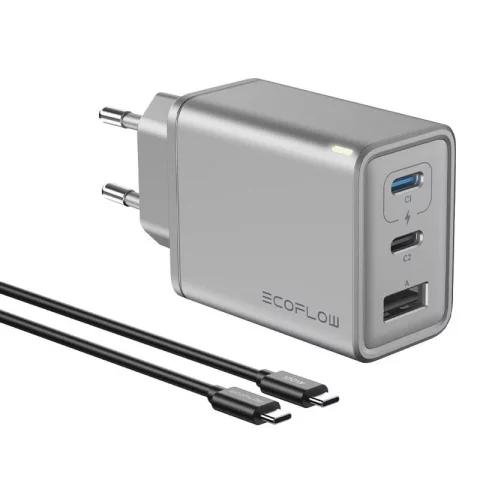 Ładowarka Sieciowa EcoFlow RAPID GaN 65W 2x USB-C USB-A z Kablem 100W
