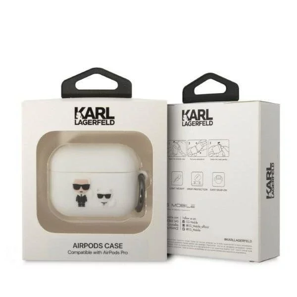 Ochranné pouzdro na sluchátka Karl Lagerfeld KLACAPSILKCW pro Apple AirPods Pro kryt bílý/bílý Silikon Karl