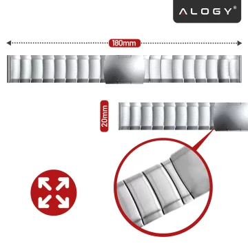 Ocel Jednoduchý náramek Alogický řemínek z nerezové oceli pro chytré hodinky 20mm Stříbrný